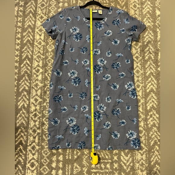 L. L. Bean Floral Blue Dress size 10 100% Linen (E100) - Picture 6 of 7